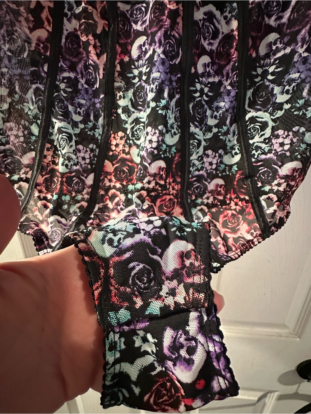 torrid NWT Black Floral & Skull Longline Underwire Bodysuit - Picture 3 of 12